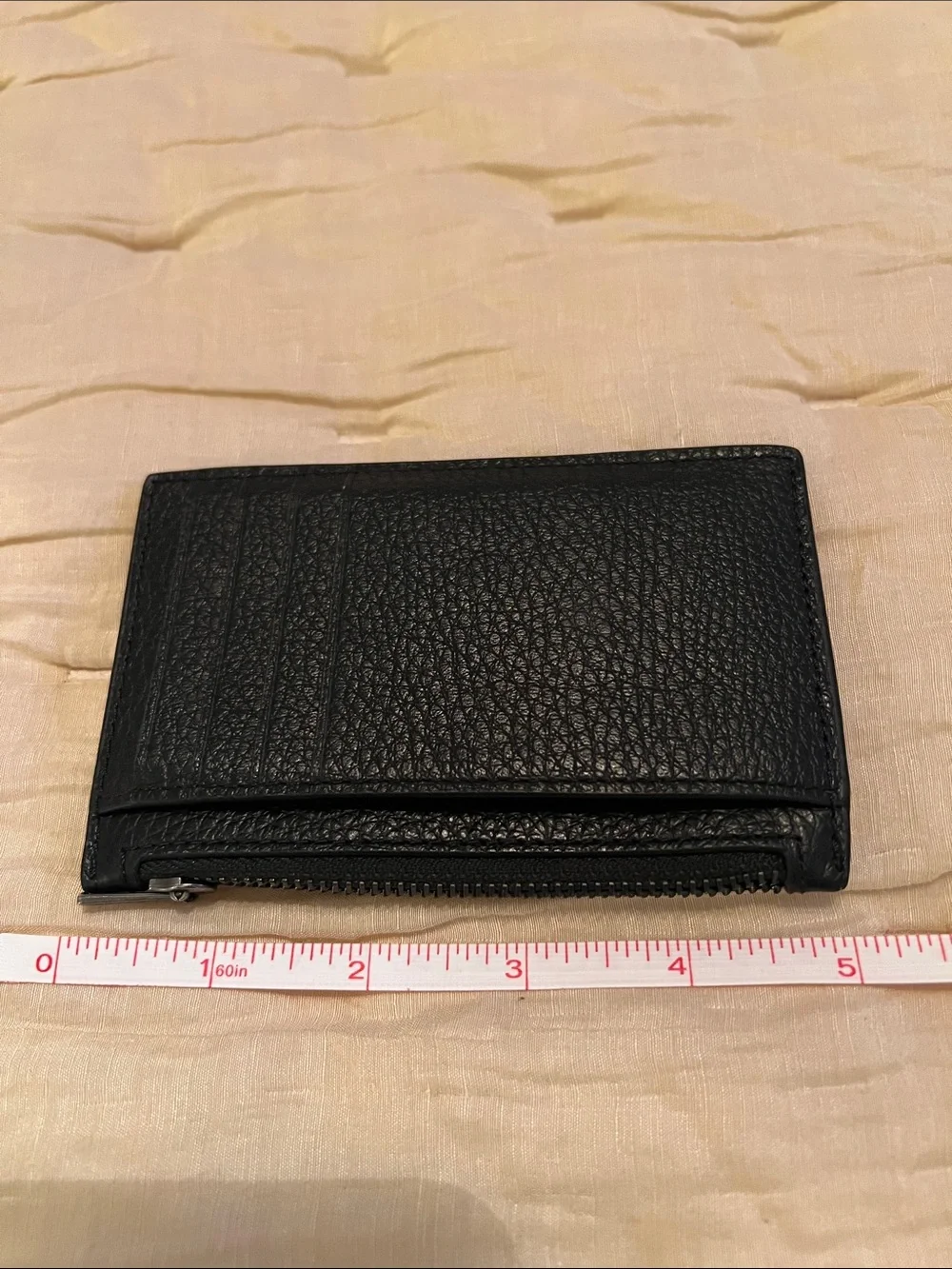 Coach Black Pebbled Leather Zip Card Case Wallet Slim Card Holder - Picture 7 of 8